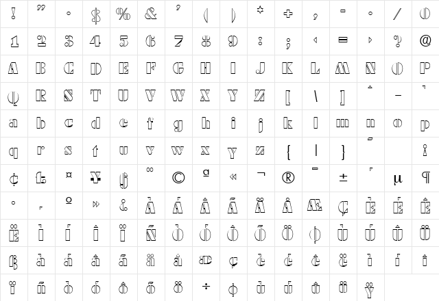 DekoBlackOpen-Serial DB Regular font glyphpreview