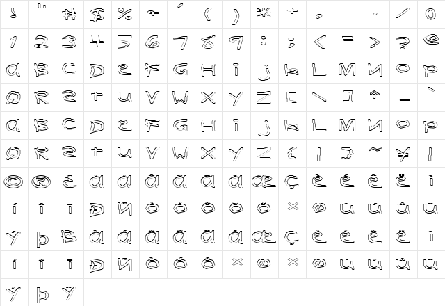 FZ HAND 11 HOLLOW EX Normal font glyphpreview