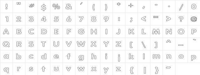Tubular Hollow Wd Regular font glyphpreview