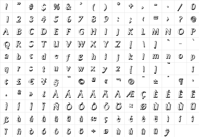 BruceBeckerShadow-Medium Italic font glyphpreview