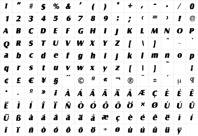 SalzburgSerial-Heavy Italic font glyphpreview