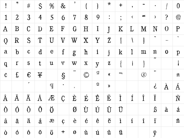 CalgaryAntique-Light Regular font glyphpreview
