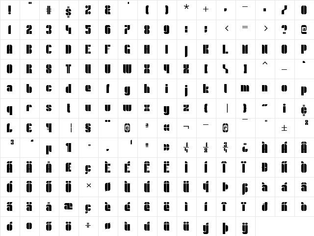 Shuttle Regular font glyphpreview