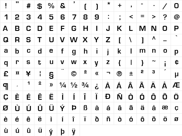 Euromade Bold Regular font glyphpreview