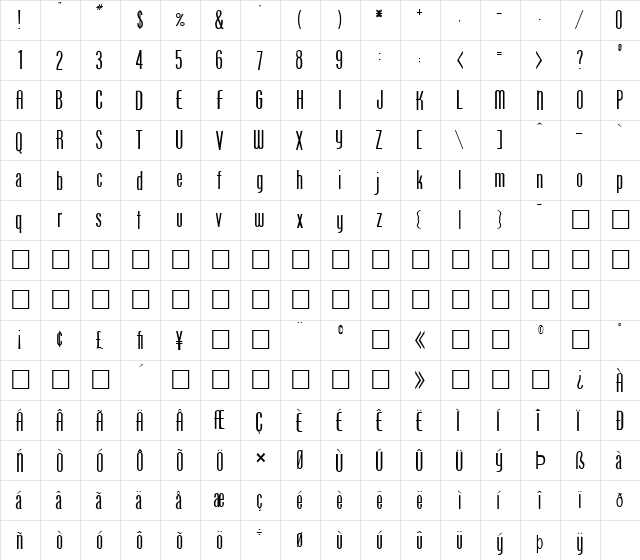 FZ BASIC 49 Normal font glyphpreview