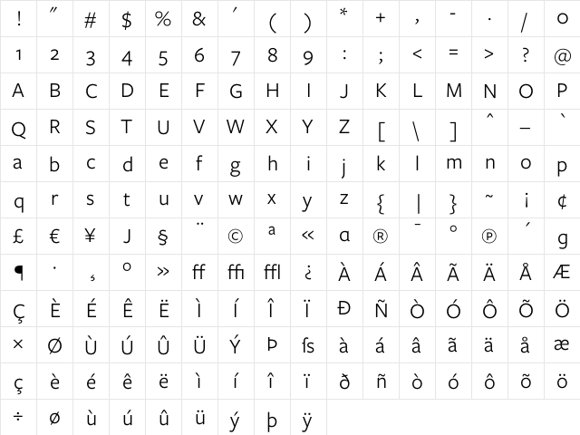 Freight Sans Book font glyphpreview