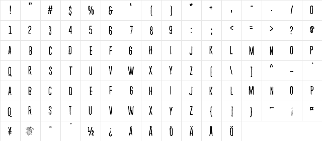 Endless heartache Regular font glyphpreview