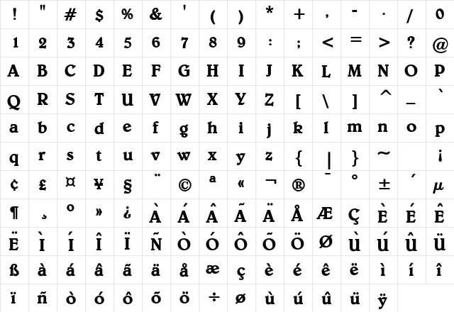 Blew Bold font glyphpreview