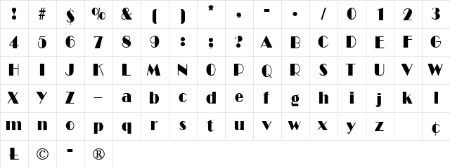 Decollage (Plain) font glyphpreview