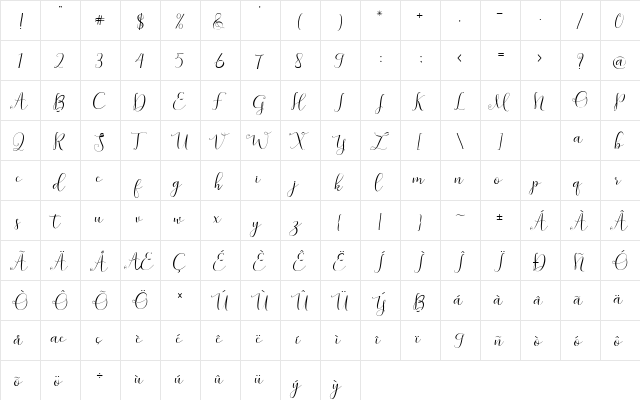 symphony Script Regular font glyphpreview