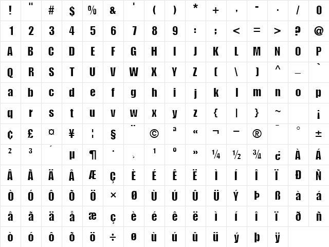 ShortHaulLightSSK Regular font glyphpreview