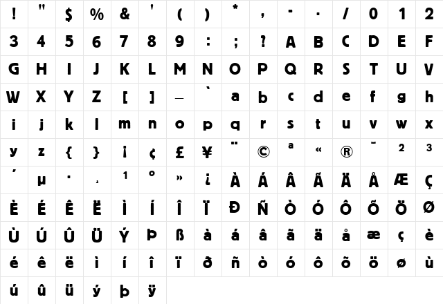 BlockBE Regular font glyphpreview