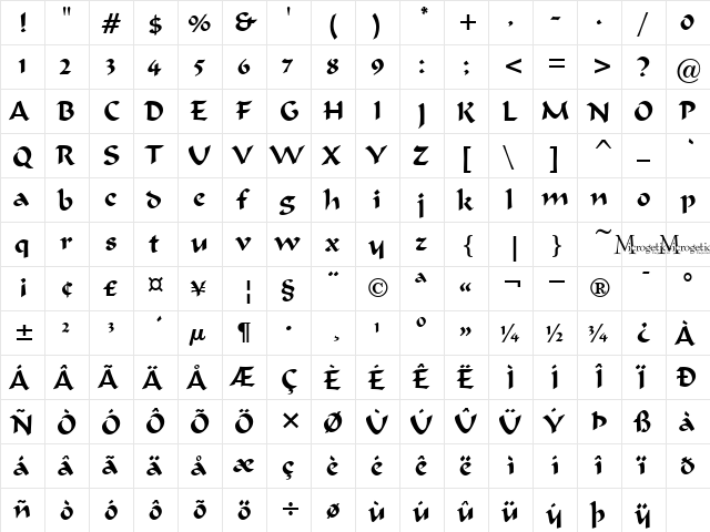 MC Mahall Regular font glyphpreview