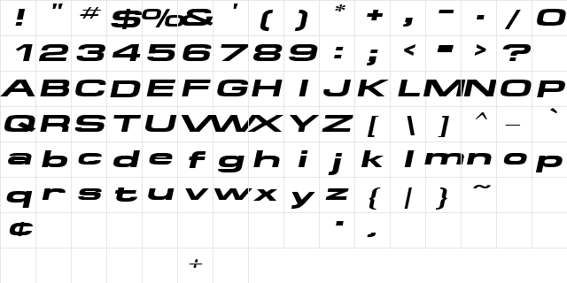 Supertouch Oblique font glyphpreview