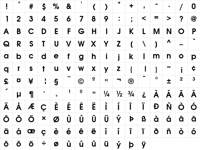 ITC Avant Garde Gothic Demi font glyphpreview