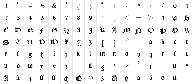 Caslon Gotisch BQ Regular font glyphpreview
