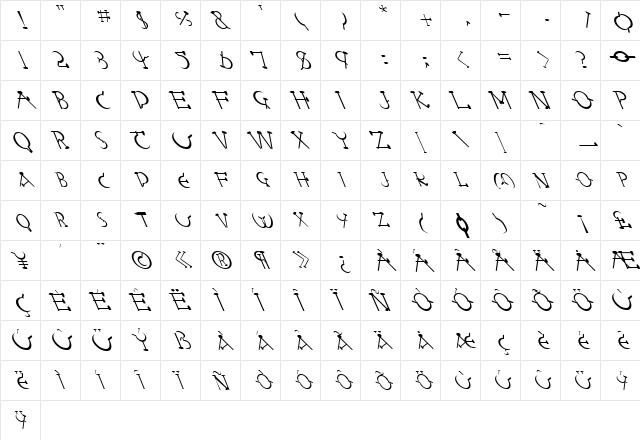 FZ UNIQUE 28 LEFTY Normal font glyphpreview