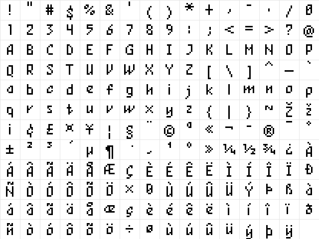 FFF Viewpoint Extended Regular font glyphpreview