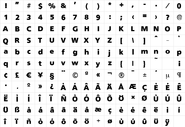QuebecSerial-Black Regular font glyphpreview