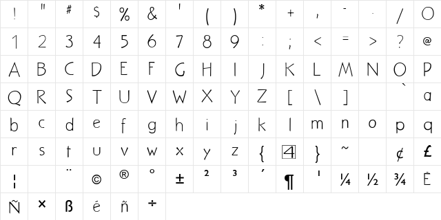 NuevoLitho Light font glyphpreview