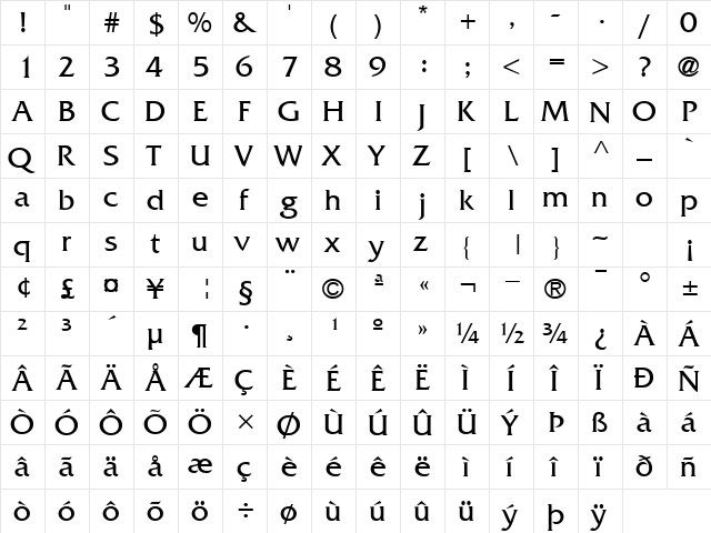 Alliance Regular font glyphpreview