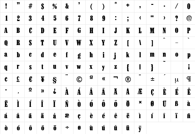 ColonelSerial-Heavy Regular font glyphpreview