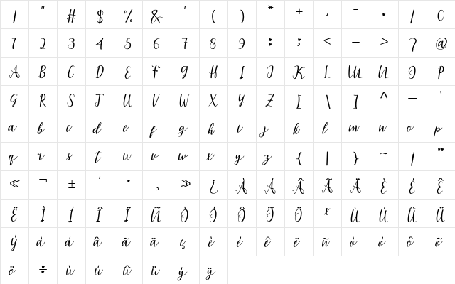 amira script Regular font glyphpreview