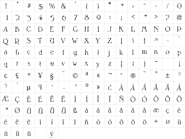 Smokey SF Regular font glyphpreview