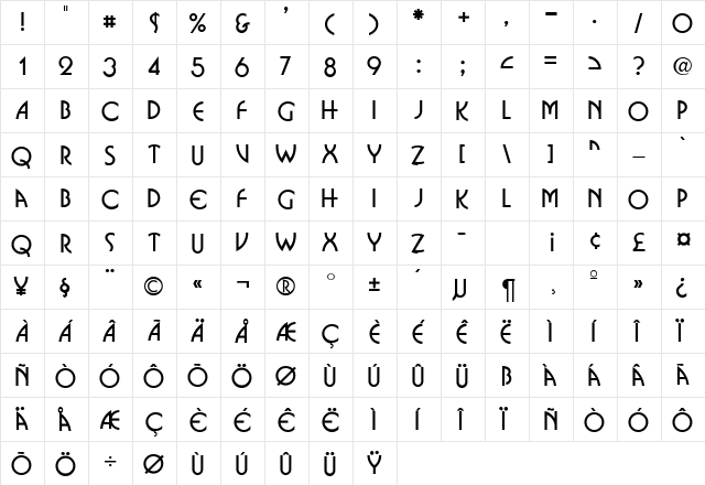 BostonDB Normal font glyphpreview