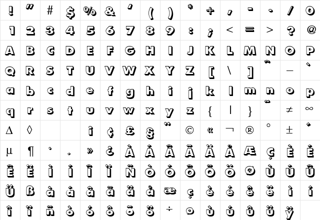 FunctionTwoShadedExtrabold Regular font glyphpreview