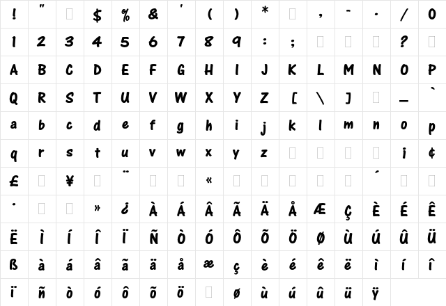 One Stroke Script Bold Plain font glyphpreview