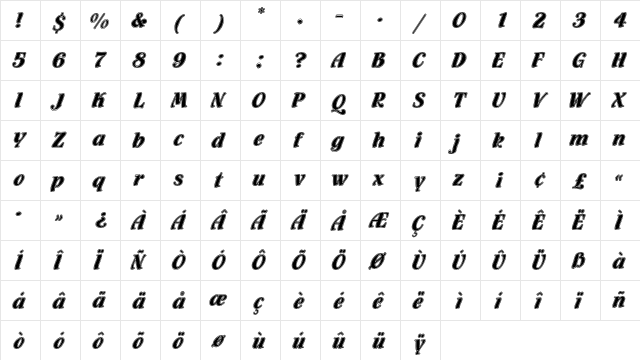 FlamencoInlineEF Regular font glyphpreview