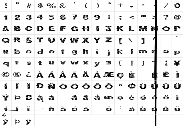 FZ JAZZY 36 CRACKED EX Normal font glyphpreview