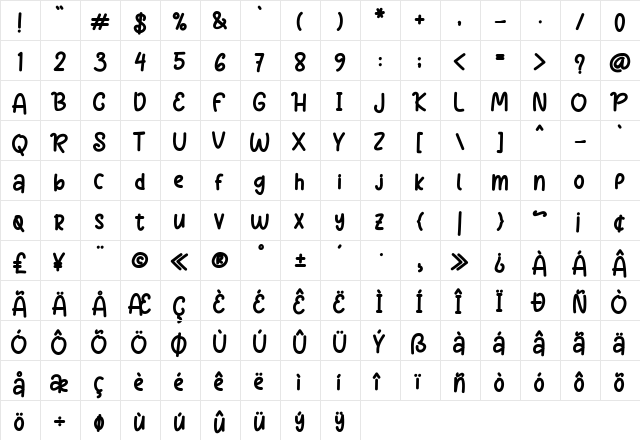 Salted Caramel Regular font glyphpreview