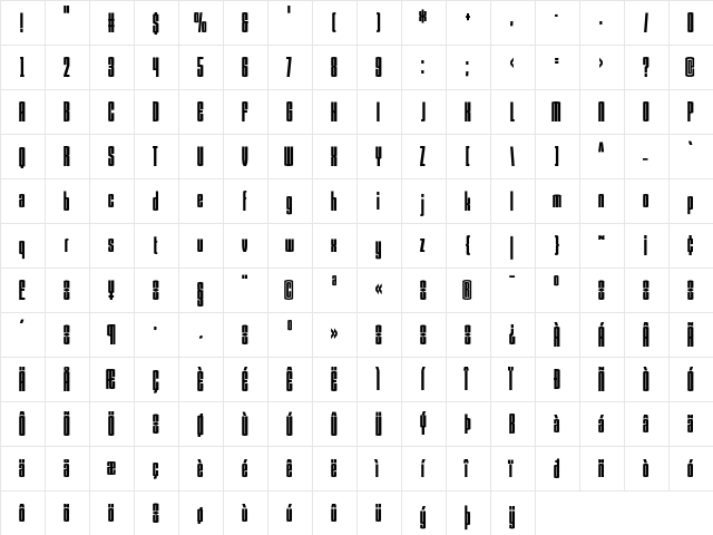 Armada BoldCompressed font glyphpreview