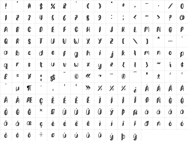 Minkem Stripe Regular font glyphpreview