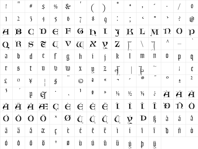 LTC Goudy Text Lombardic Shaded font glyphpreview