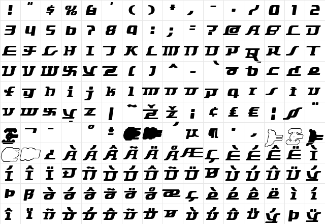 Starbat Regular font glyphpreview