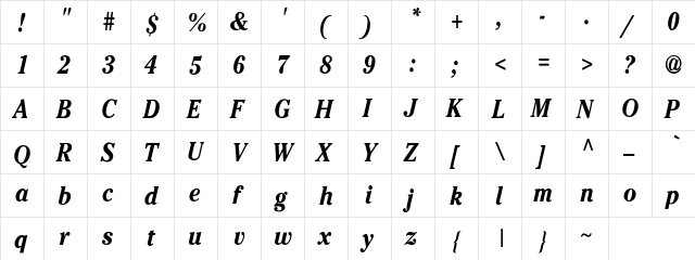 CheltenhamCndbi Regular font glyphpreview