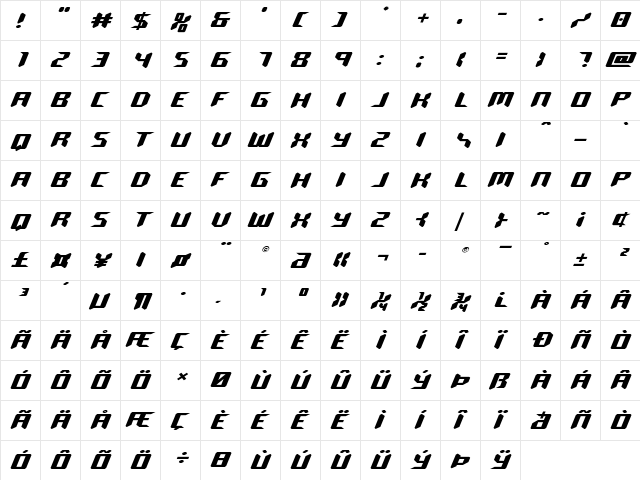 Robo-Clone Expanded Expanded font glyphpreview
