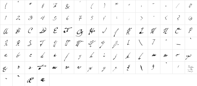 Fountain Pen Frenzy Regular font glyphpreview