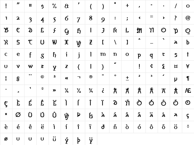 AmherstFraktur LT Std Bold Regular font glyphpreview