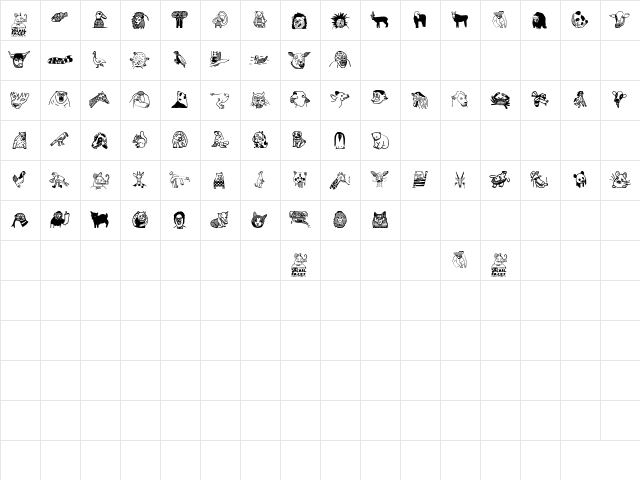 Woodcutter Animal Faces Regular font glyphpreview