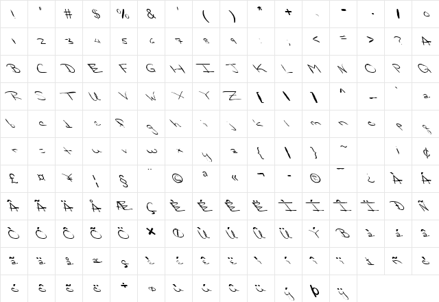 FZ HAND 24 MANGLED LEFTY Normal font glyphpreview