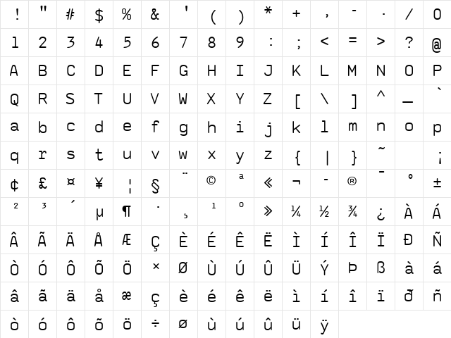 Tile Regular font glyphpreview