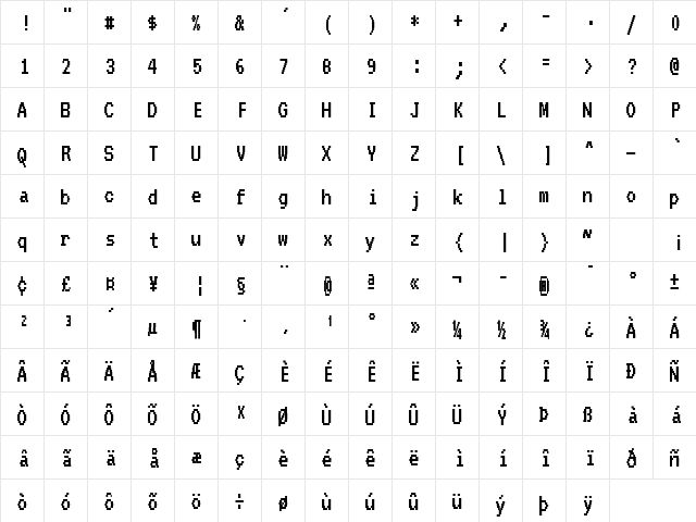 VT323 Regular font glyphpreview