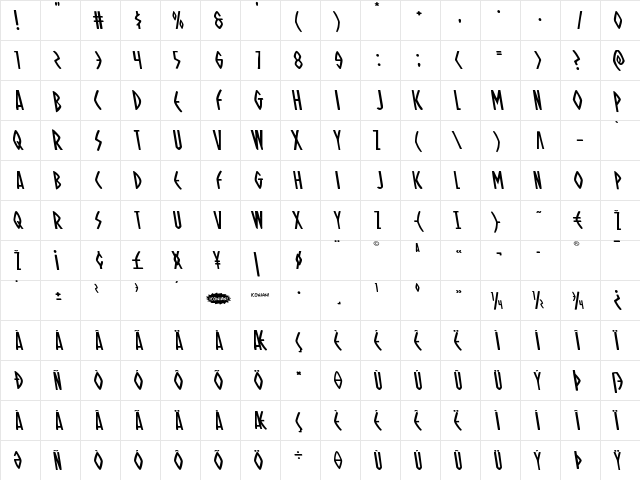 Oh Mighty Isis Leftalic Italic font glyphpreview
