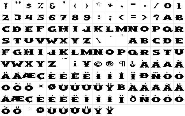 FZ UNIQUE 42 EX Normal font glyphpreview