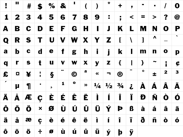 FranklinGothic Regular font glyphpreview