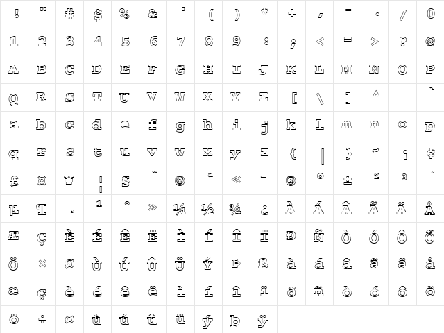 FZ BASIC 54 HOLLOW Bold font glyphpreview